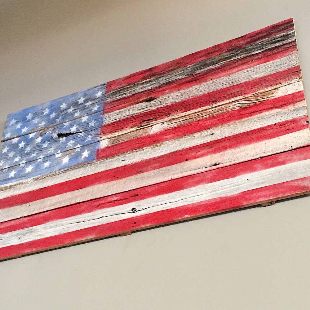 Compass Rose Brewery - American Flag on Wall: Compass Rose Brewery - Breweries Near Me - Raleigh, North Carolina