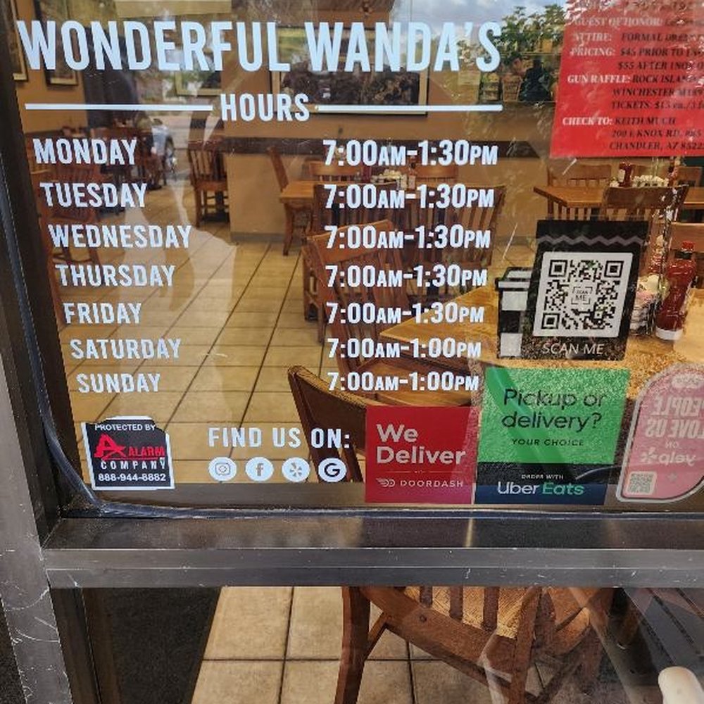 Wonderful Wanda's - The hours of the place - Breakfast & Brunch Near Me - Chandler, Arizona Wonderful Wanda's - The hours of the place - Breakfast & Brunch Near Me - Chandler, Arizona