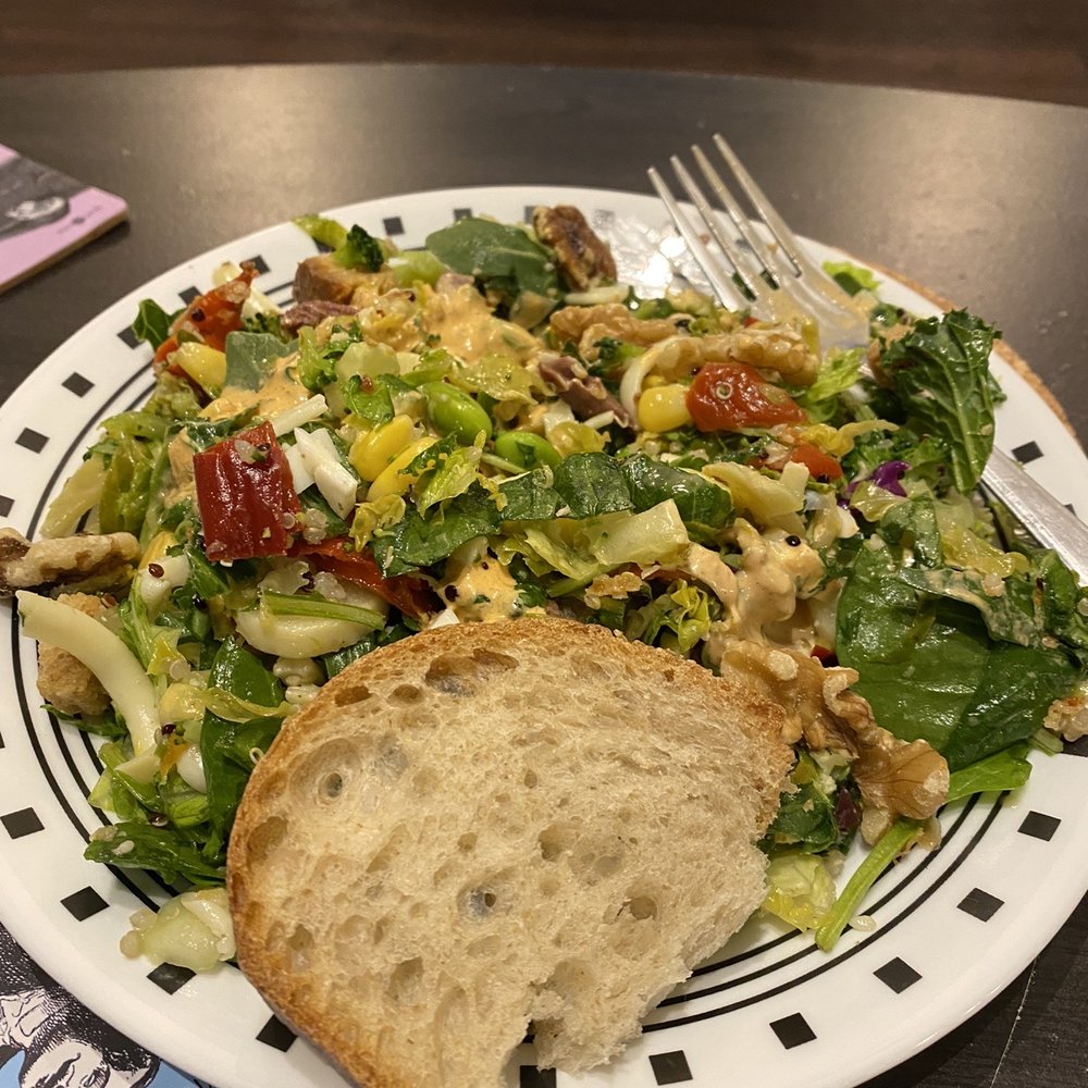 Customized salad. Note the half slice of bread.