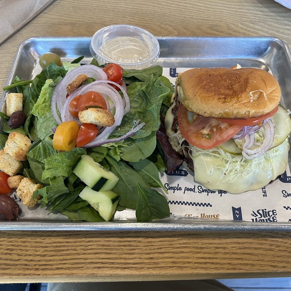 Double Smashburger with side salad