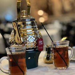 Fairouz Mediterranean Grill - Medium Cardamom + mint tea. Turkish coffee