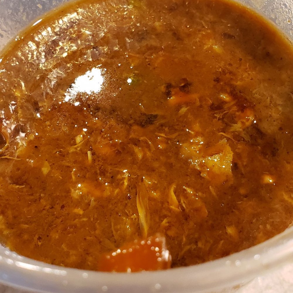 Shrimp with lobster sauce. Looks like gumbo Shrimp with lobster sauce. Looks like gumbo