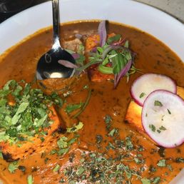 Paneer (cottage cheese) Tikka Masala - wish there was a few more paneer, the sauce was on POINT with a little tang Paneer (cottage cheese) Tikka Masala - wish there was a few more paneer, the sauce was on POINT with a little tang