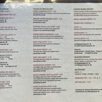 Teavolve - Drink menu - Coffee & Tea Near Me - Baltimore, Maryland