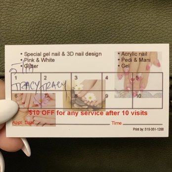 Crystal Nails Spa - Punch Card. Pay Cars, 1 Stamp. Pay Cash, 2 stamps! After 10 stamps, $10 off nail service! - Nail Salons Near Me - San Leandro, California Crystal Nails Spa - Punch Card. Pay Cars, 1 Stamp. Pay Cash, 2 stamps! After 10 stamps, $10 off nail service! - Nail Salons Near Me - San Leandro, California