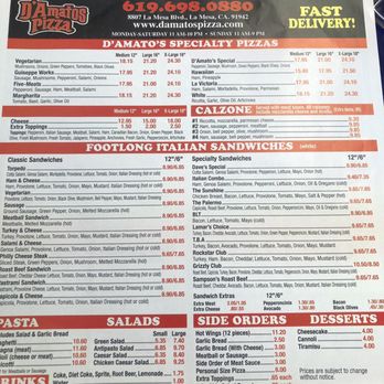 D'Amatos Pizza - Pizza menu - Pizza Near Me - La Mesa, California D'Amatos Pizza - Pizza menu - Pizza Near Me - La Mesa, California