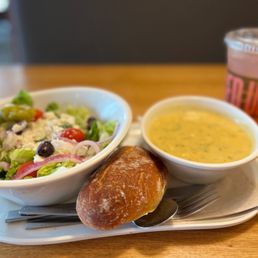 a bowl of soup and a bowl of salad a bowl of soup and a bowl of salad