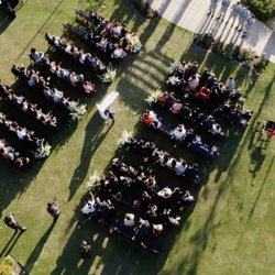 FilmmanVideo - screenshot of the drone shot George got of the recessional!