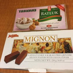 Euro Market & Smoke shop - Vegan wafers with cocoa cover and Turkish delight with walnuts (also vegan)