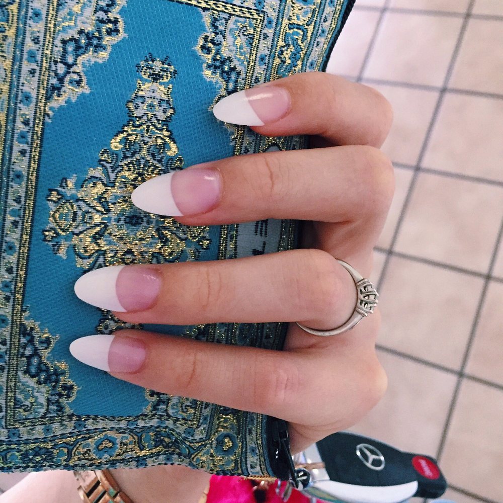 Diamond Nails - Almond French tip - Nail Salons Near Me - Honolulu, Hawaii Diamond Nails - Almond French tip - Nail Salons Near Me - Honolulu, Hawaii