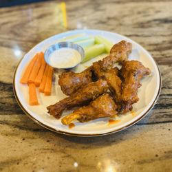Ashleigh's Downtown Kitchen & Bar - Duck Wings with Carrots, Celery, and House-made Ranch!