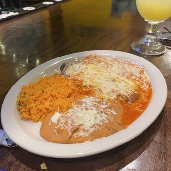 Los Cabos Mexican Grill and Cantina - Cheese enchilada and chili relleno with rice and beans. - Steakhouses Near Me - Surfside Beach, South Carolina