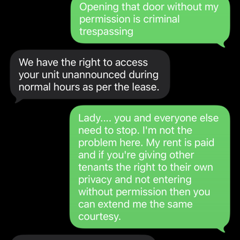 El Brazo Apartments - Conversation with management when they tried to strong arm their way into my apartment while working. - Apartments Near Me - Granbury, Texas El Brazo Apartments - Conversation with management when they tried to strong arm their way into my apartment while working. - Apartments Near Me - Granbury, Texas