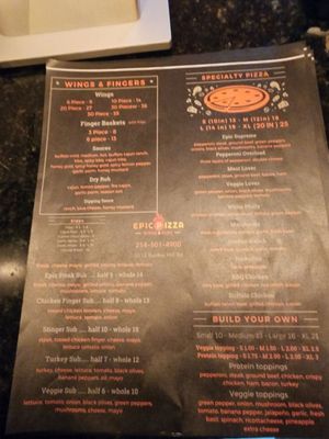 Menu photo 2 Epic Pizza Wings & Subs Sachse, TX Menu photo 2 Epic Pizza Wings & Subs Sachse, TX