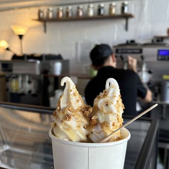 Niu Soft Serve - Toasted coconut/regular coconut with Macadamia nuts and coconut condensed milk. All dairy free! - Desserts Near Me - Honolulu, Hawaii Niu Soft Serve - Toasted coconut/regular coconut with Macadamia nuts and coconut condensed milk. All dairy free! - Desserts Near Me - Honolulu, Hawaii