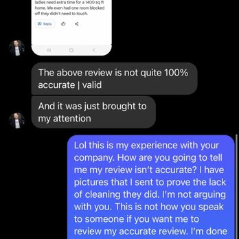 24/7 Perfect Cleaning - Owner threatening to take legal action against me for my google review about my experience. - Office Cleaning Near Me