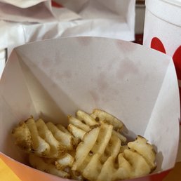 Paid for large fries & given extra small serving