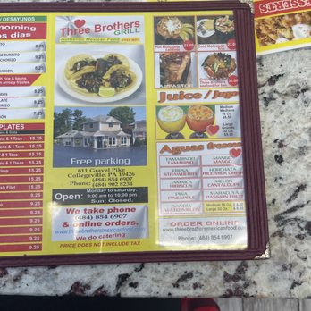 Three Brothers Grill - Menu - Mexican Near Me - Collegeville, Pennsylvania Three Brothers Grill - Menu - Mexican Near Me - Collegeville, Pennsylvania