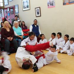 American College of Mixed Martial Arts - Getting taken down by the Children in our peewee program! having fun with our little ones, learning safety and awareness drills, Life skills