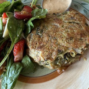 Savoy Cafe & Deli - Turkey fritter with fresh organic strawberry salad - Gluten-Free Near Me - Santa Barbara, California Savoy Cafe & Deli - Turkey fritter with fresh organic strawberry salad - Gluten-Free Near Me - Santa Barbara, California