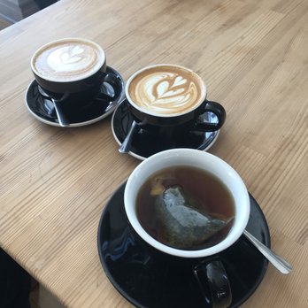 Commonplace Coffee - Two lattes and my peppermint tea. - Coffee Roasteries Near Me - Pittsburgh, Pennsylvania