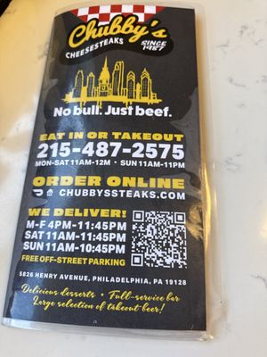 Menu photo 1 Chubbys Steaks Philadelphia, PA Menu photo 1 Chubbys Steaks Philadelphia, PA