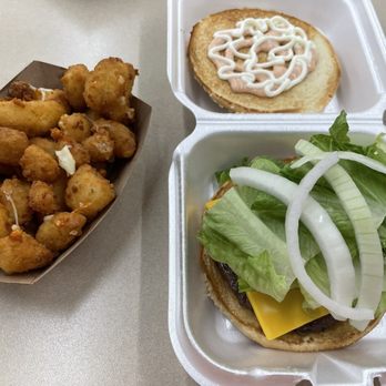 Larsens Ace Hardware - The assembled burger and cheese curds - Hardware Stores Near Me - Richfield, Utah