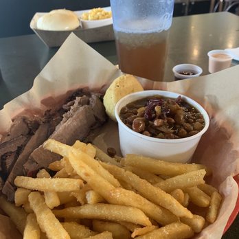 Lonny Boy's Barbeque - Brisket plate with beans and fries. Sweet tea was...sweeeeeeet! - Barbeque Near Me - Hurricane, Utah Lonny Boy's Barbeque - Brisket plate with beans and fries. Sweet tea was...sweeeeeeet! - Barbeque Near Me - Hurricane, Utah