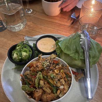 Moxies - Asian Chicken lettuce wraps - added jalapeño - Lounges Near Me - Miami, Florida Moxies - Asian Chicken lettuce wraps - added jalapeño - Lounges Near Me - Miami, Florida