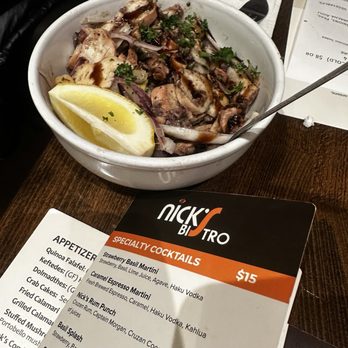 Nick’s Bistro - Mediterranean Octopus Salad - Greek Near Me - Forest Hills, New York Nick’s Bistro - Mediterranean Octopus Salad - Greek Near Me - Forest Hills, New York