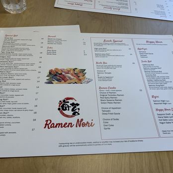 Ramen Nori - Menu as of 5/1/25 - Sushi Bars Near Me - Bellevue, Washington Ramen Nori - Menu as of 5/1/25 - Sushi Bars Near Me - Bellevue, Washington