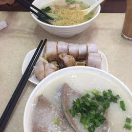 pig intestine congee was decent. rice rolls were premade and soggy. pig intestine congee was decent. rice rolls were premade and soggy.