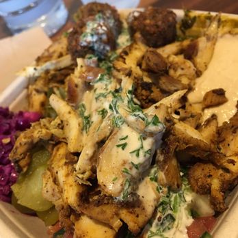 Gotta Eatta Pita - Half falafel/chicken bowl w/ everything (that's free) in it. LOVE!!! - Mediterranean Near Me - Pleasanton, California Gotta Eatta Pita - Half falafel/chicken bowl w/ everything (that's free) in it. LOVE!!! - Mediterranean Near Me - Pleasanton, California