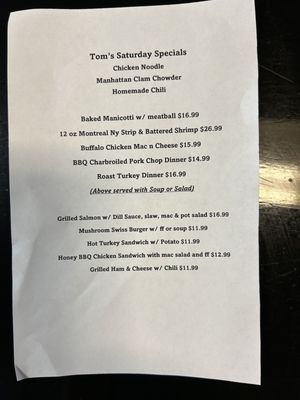 Menu photo 2 Tom's Family Restaurant Irving, NY Menu photo 2 Tom's Family Restaurant Irving, NY