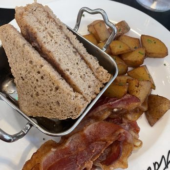 Cafe Patachou - Cinnamon GF toast, bacon, breakfast potatoes - Breakfast & Brunch Near Me - Indianapolis, Indiana
