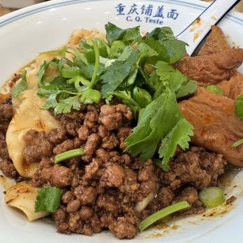 CQ Taste - Dried peas and mixed meat sauce noodle, dry ($14.95) + pork intestine (+$6.50) - Chinese Near Me - Cupertino, California CQ Taste - Dried peas and mixed meat sauce noodle, dry ($14.95) + pork intestine (+$6.50) - Chinese Near Me - Cupertino, California