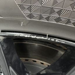 My rim that was damaged while having warranty work done here.