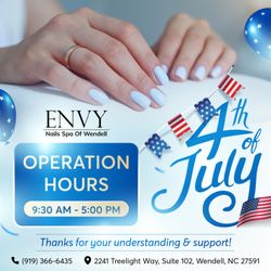 Envy Nails Spa Of Wendell - -      

Dear Valued Clients,
In celeb