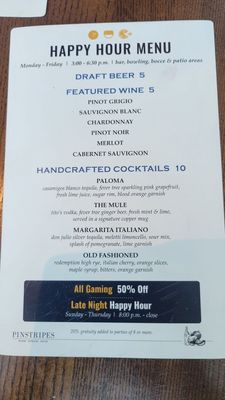Menu photo 1 Pinstripes Houston, TX