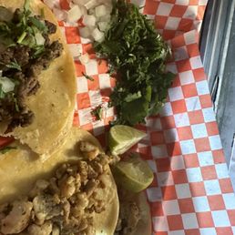 Beef and chicken tacos