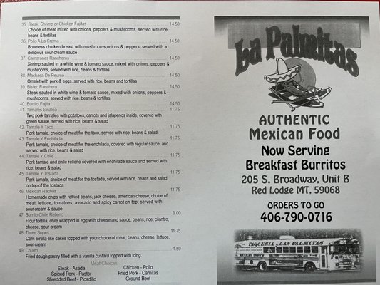 Menu photo 6 Las Palmitas Red Lodge, MT Menu photo 6 Las Palmitas Red Lodge, MT