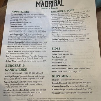 Cocina Madrigal - Menu 5/2023 - Tacos Near Me - Phoenix, Arizona
