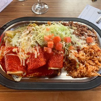 Tomasita's - Trio Enchiladas - New Mexican Cuisine Near Me - Santa Fe, New Mexico