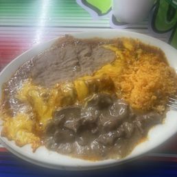 Enchilada combo with carne guisada!