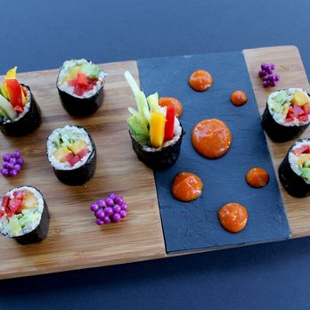 The Naked Bite - Rainbow veggie, fruit & avocado sushi with spicy mango dipping sauce - Cooking Schools Near Me The Naked Bite - Rainbow veggie, fruit & avocado sushi with spicy mango dipping sauce - Cooking Schools Near Me