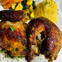 Orabis Mediterranean- Greek Restaurant - Roasted chicken with saffron rice and roasted vegetable