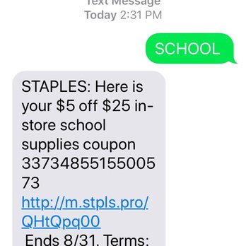 Staples - Text "SCHOOL" to the code for $5 off - Printing Services Near Me - Ontario, California