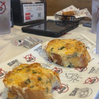 Crawfish Cafe - Crawfish Crawfish Cheese Bread - Seafood Near Me - Pearland, Texas