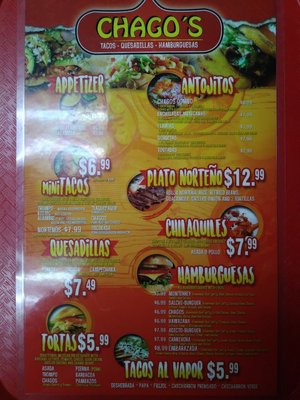 Menu photo 5 Tacos Chagos San Antonio, TX