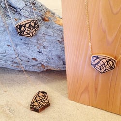 Crazy Beautiful - We love supporting our local artists & friends. Here's Question the Answer, hand made necklaces feat. maple wood & India ink.